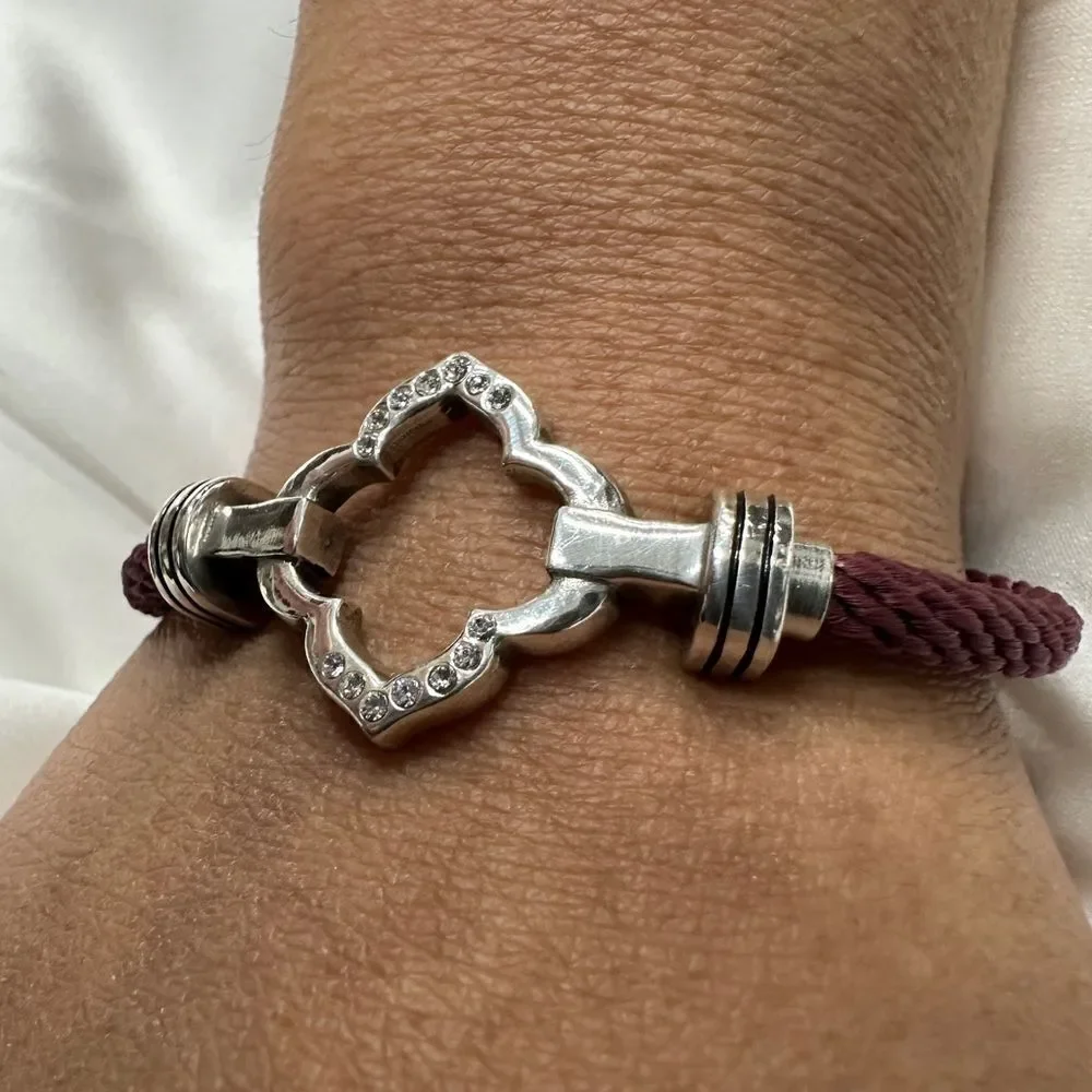 Brighton Burgundy Rope Bracelet with Silver-Tone Clasp & Crystal Accents